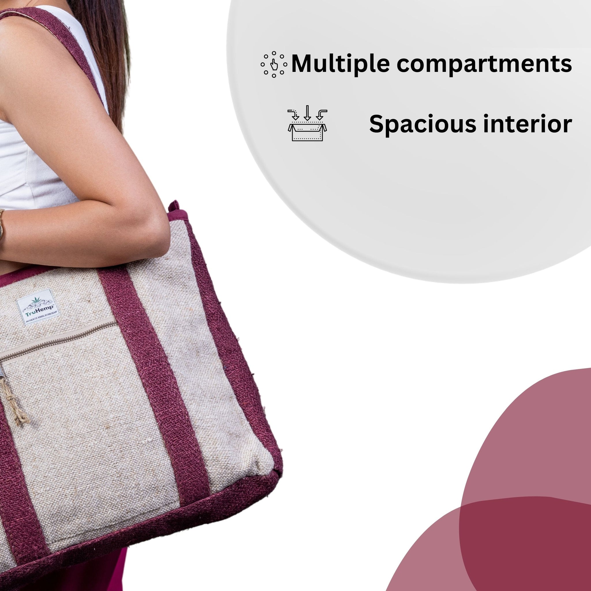 TruHemp Hemp Corporate Tote Bag– Durable Reusable Shoulder Bag for Office, Shopping, and Travel, Lightweight Large Tote with Sturdy Straps