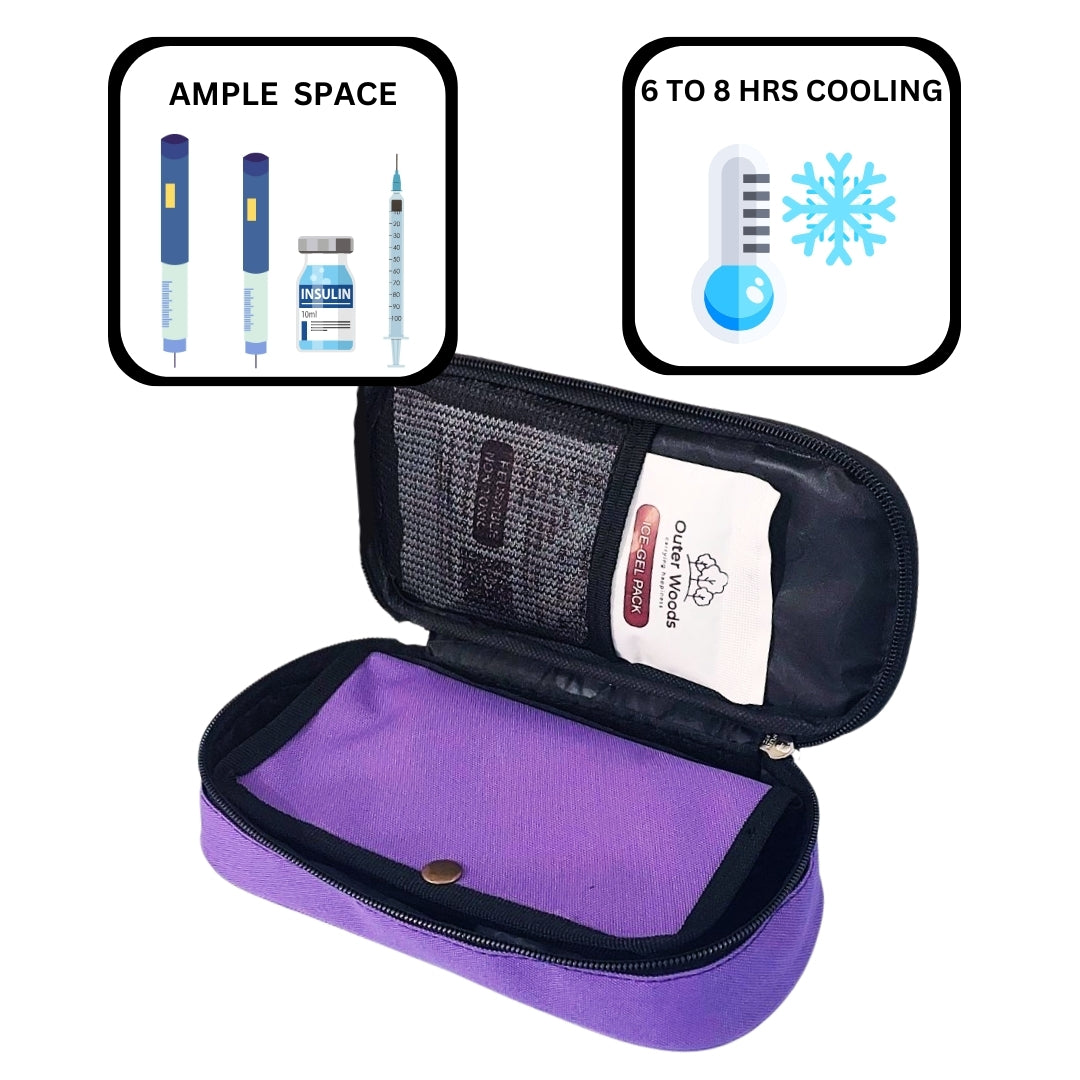 Outer Woods Insulin Cooling Travel Pouch with Two Ice Gel Packs, Cold Pack for Insulin, Insulin Carrier Bag, Keeps Insulin Safe and Cool for 6 to 8 Hours
