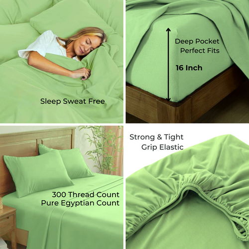 bellolin 100% Cotton Bed Sheet Set with Deep Pocket, 400 Thread Count Extra Soft Bed Sheet, Cooling Sheet with 2 Pillow Covers - 4 Piece Set