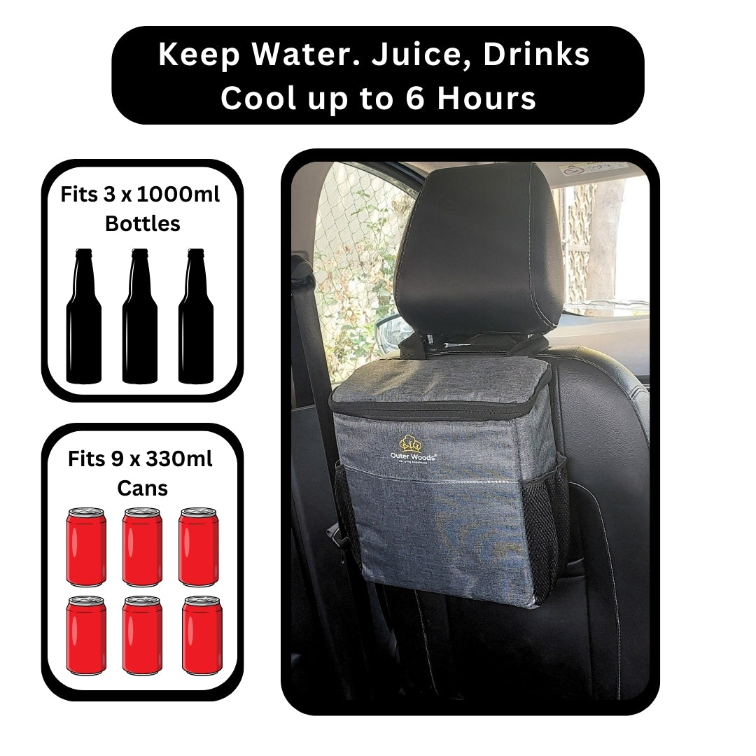 Outer Woods Car Cooler Bag with Adjustable Bottle Slots, Insulated Travel Bag for Cars and SUVs with Side Pockets and 6+ Hours Cooling