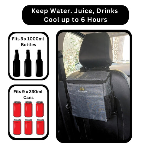 Outer Woods Car Cooler Bag with Adjustable Bottle Slots, Insulated Travel Bag for Cars and SUVs with Side Pockets and 6+ Hours Cooling