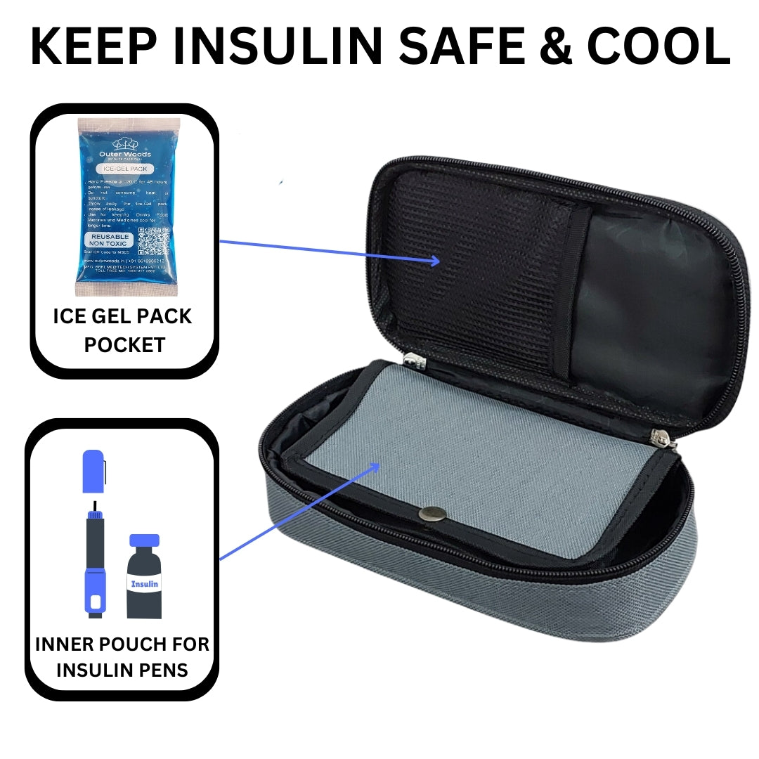 Outer Woods Insulin Cooling Travel Pouch with Two Ice Gel Packs, Cold Pack for Insulin, Insulin Carrier Bag, Keeps Insulin Safe and Cool for 6 to 8 Hours