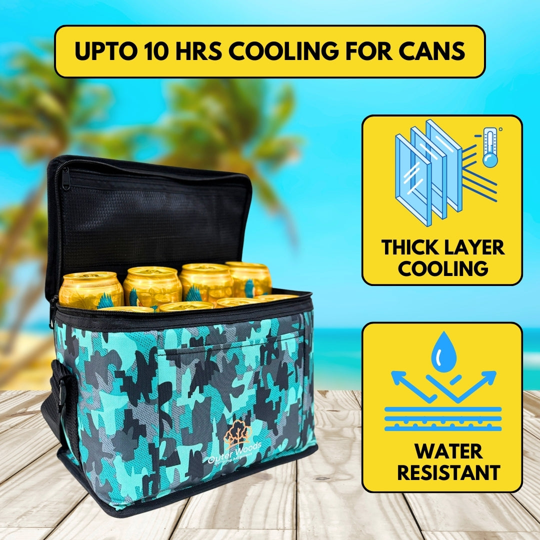 Outer Woods Insulated 8 Can Cooler Bag | Fits 8 x 500ml Beer Cans | Keep Drinks Cool for up to 10 Hours | Ideal for Carrying Beer, Soda, Juice, Milk and Water