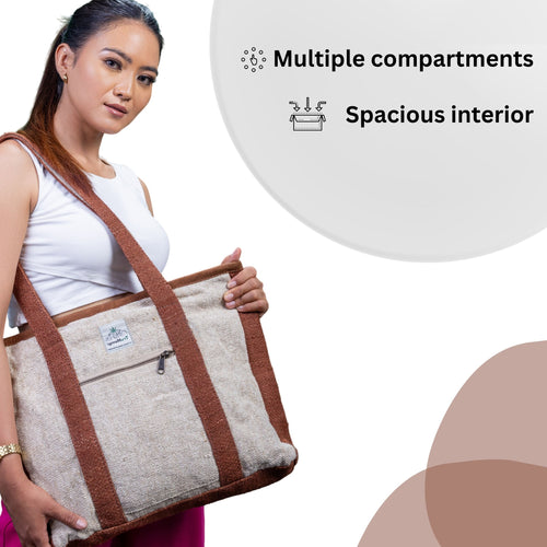 TruHemp Hemp Corporate Tote Bag– Durable Reusable Shoulder Bag for Office, Shopping, and Travel, Lightweight Large Tote with Sturdy Straps