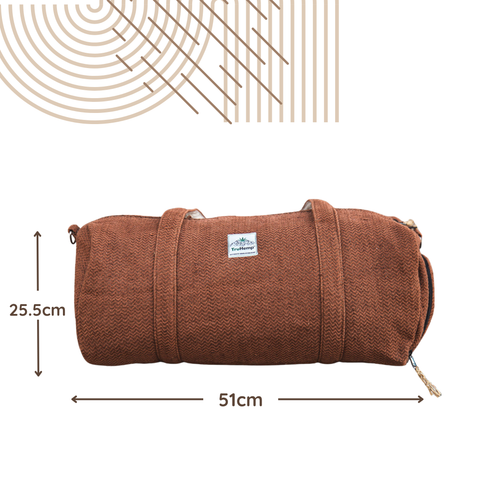 TruHemp Hemp Duffle Bag– Natural Travel Gym Bag with Shoe Compartment, Durable 30L Capacity with Dual YKK Zippered Sections