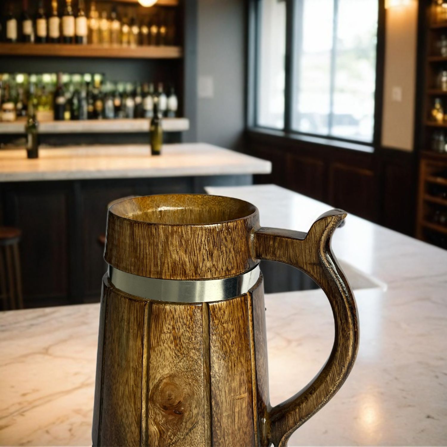 SuperGeneriX Beer Mug | Wooden Beer Mug | Craft Beer Mug | Barrel Shaped Jumbo Mug | Natural Beer Mug | Unique Beer Mug (Light Brown)