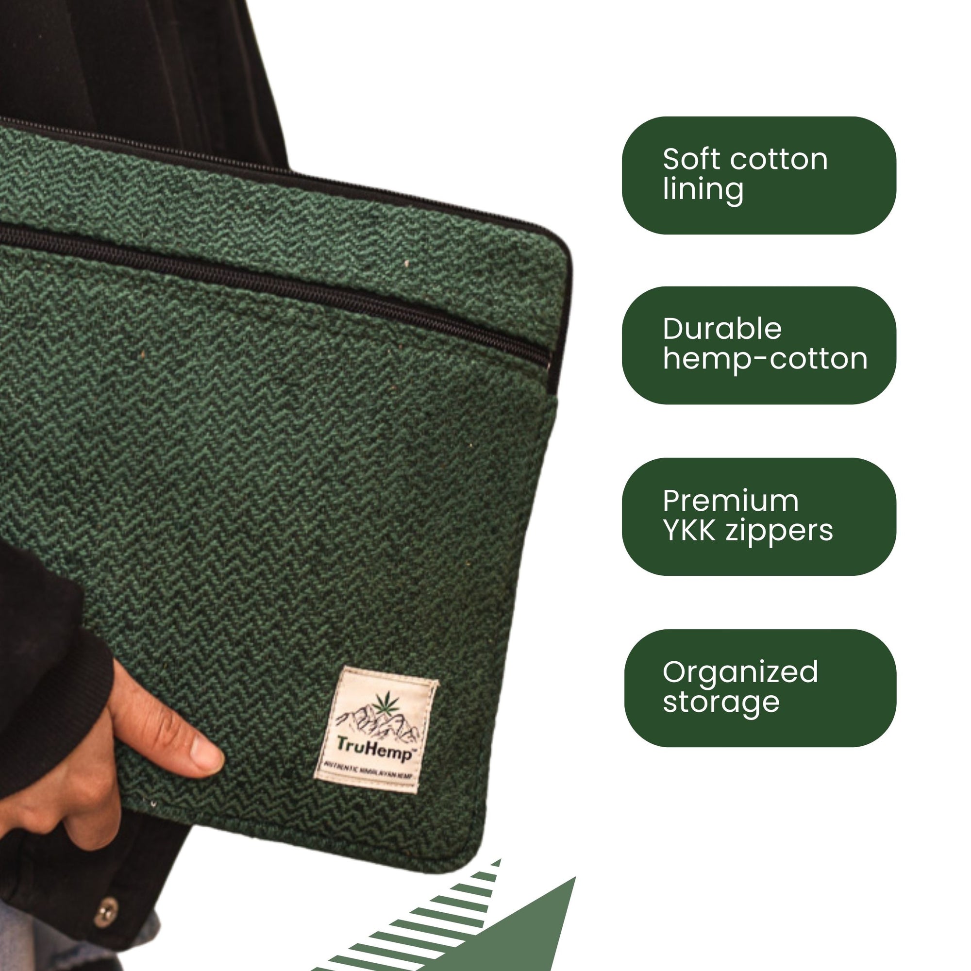 TruHemp Laptop Sleeve – Durable 14-Inch Laptop Cover with Zipper, Lightweight Water-Resistant Case for Travel & Work