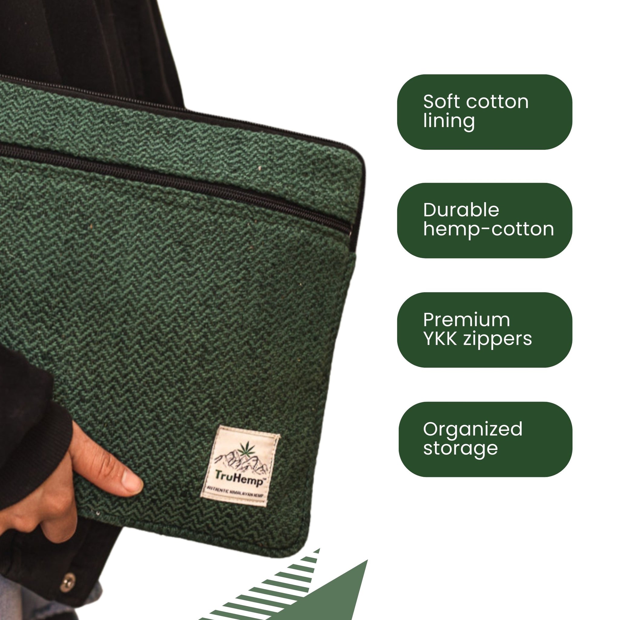 TruHemp Laptop Sleeve – Durable 14-Inch Laptop Cover with Zipper, Lightweight Water-Resistant Case for Travel & Work