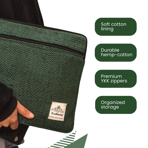 TruHemp Laptop Sleeve – Durable 14-Inch Laptop Cover with Zipper, Lightweight Water-Resistant Case for Travel & Work
