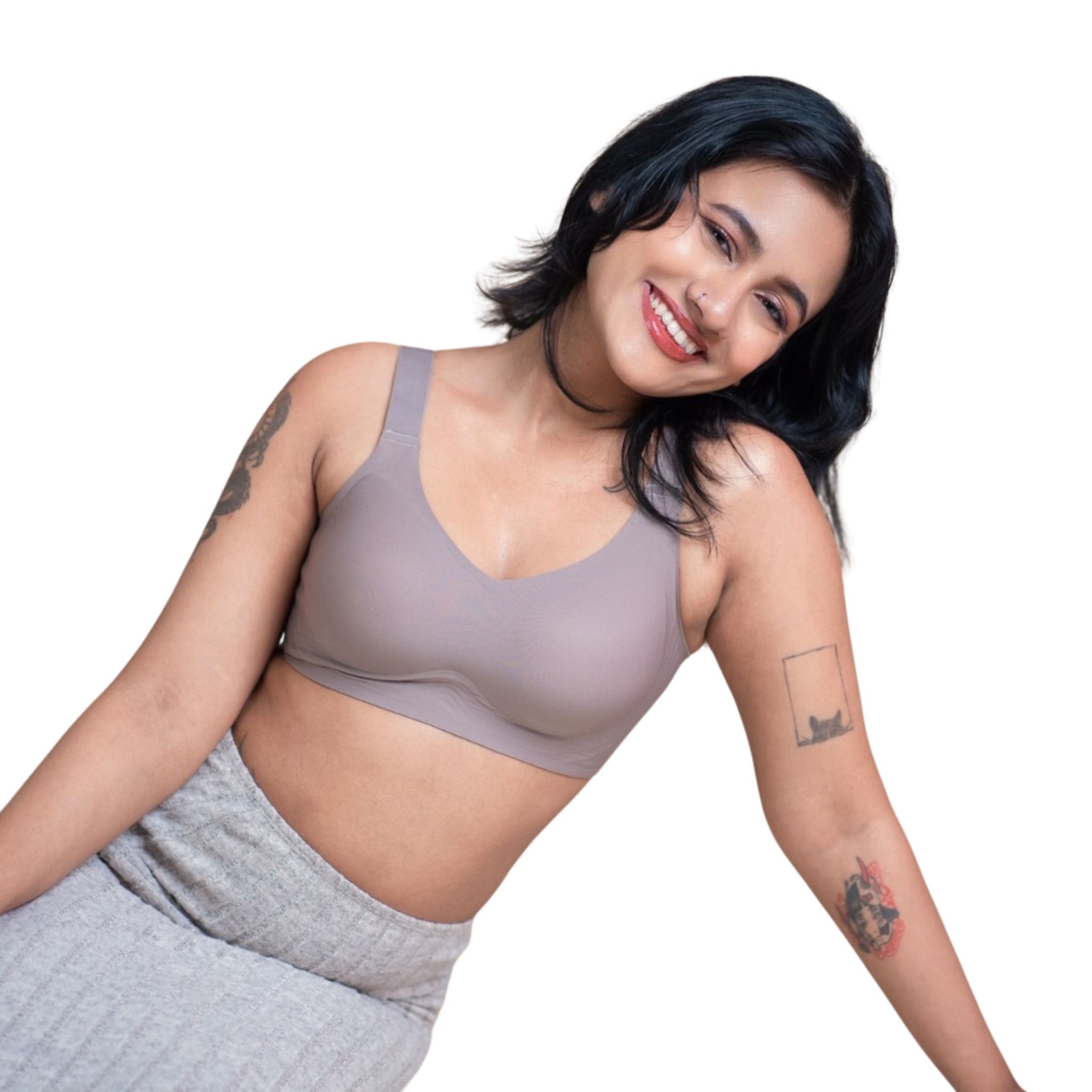 Seamless Padded Support Bra for Women Nylon & Spandex, Thick & Adjustable Straps, Back Hook Closure
