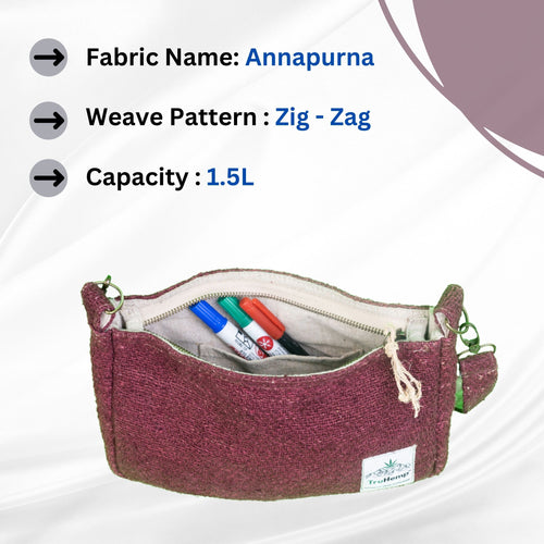 TruHemp Crossbody Bag – Stylish and Practical Shoulder Bag, Adjustable and Detachable Strap, Durable Zipper Closure