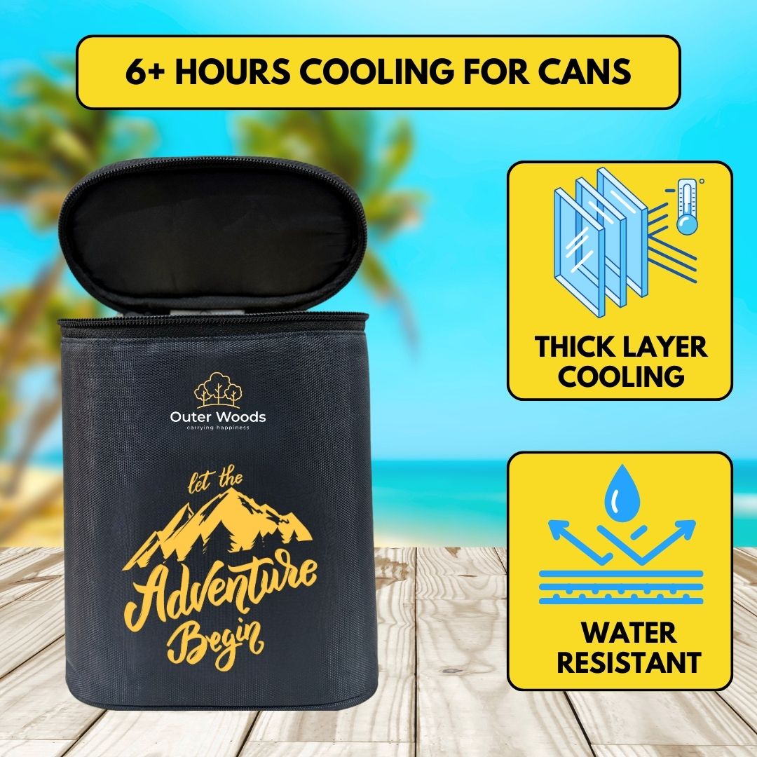 Outer Woods Insulated Beer Can Cooler Sleeve - Set of 4 | Fits 500ml Beer Can | Beer Can Cover (Coozie) with Easy Grip Band & Padded Fabric