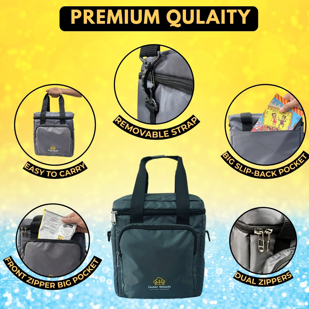 Outer Woods Insulated 6 Bottle Cooler Bag, with 6 Units of Ice Gel Packs, Wine Cooler Bag, Beer Cooler Bag, Insulated Bag, Fits 6 Full Size Bottles