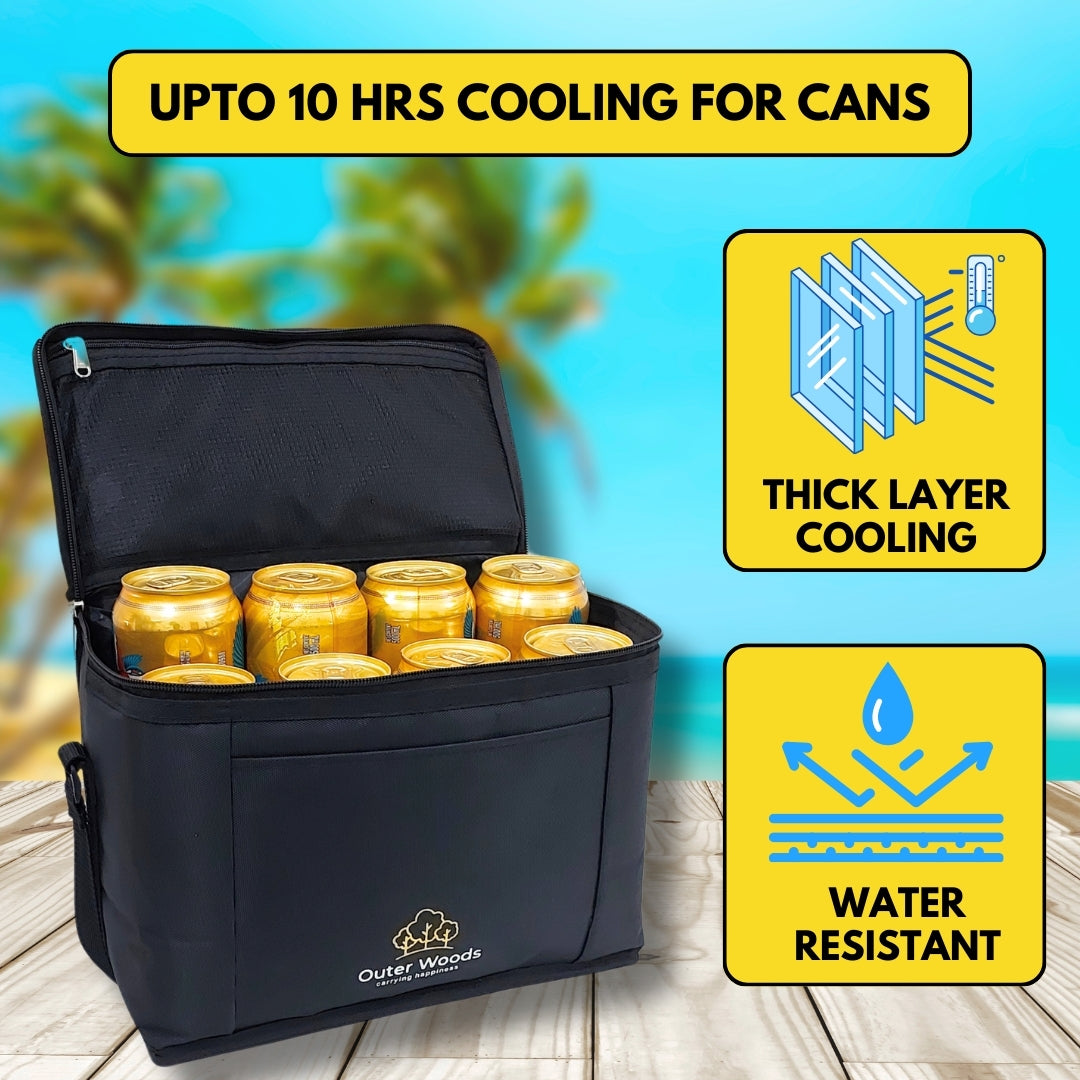 Outer Woods Insulated 8 Can Cooler Bag | Fits 8 x 500ml Beer Cans | Keep Drinks Cool for up to 10 Hours | Ideal for Carrying Beer, Soda, Juice, Milk and Water