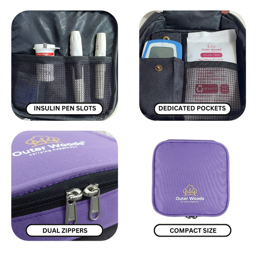 Outer Woods Nylon Insulin Cooling Travel Bag with Two Ice Gel Packs, Keeps Insulin Cool and Safe for 6 to 8 Hours, Insulin Cooler Travel Pouch