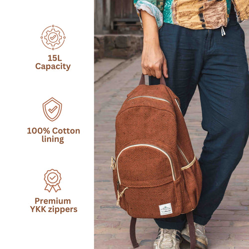 TruHemp Classic Hemp Backpack– Stylish & Durable Backpack, Comfortable Adjustable Straps, Multiple Compartments, Ideal for Travel, Hiking & Daily Use