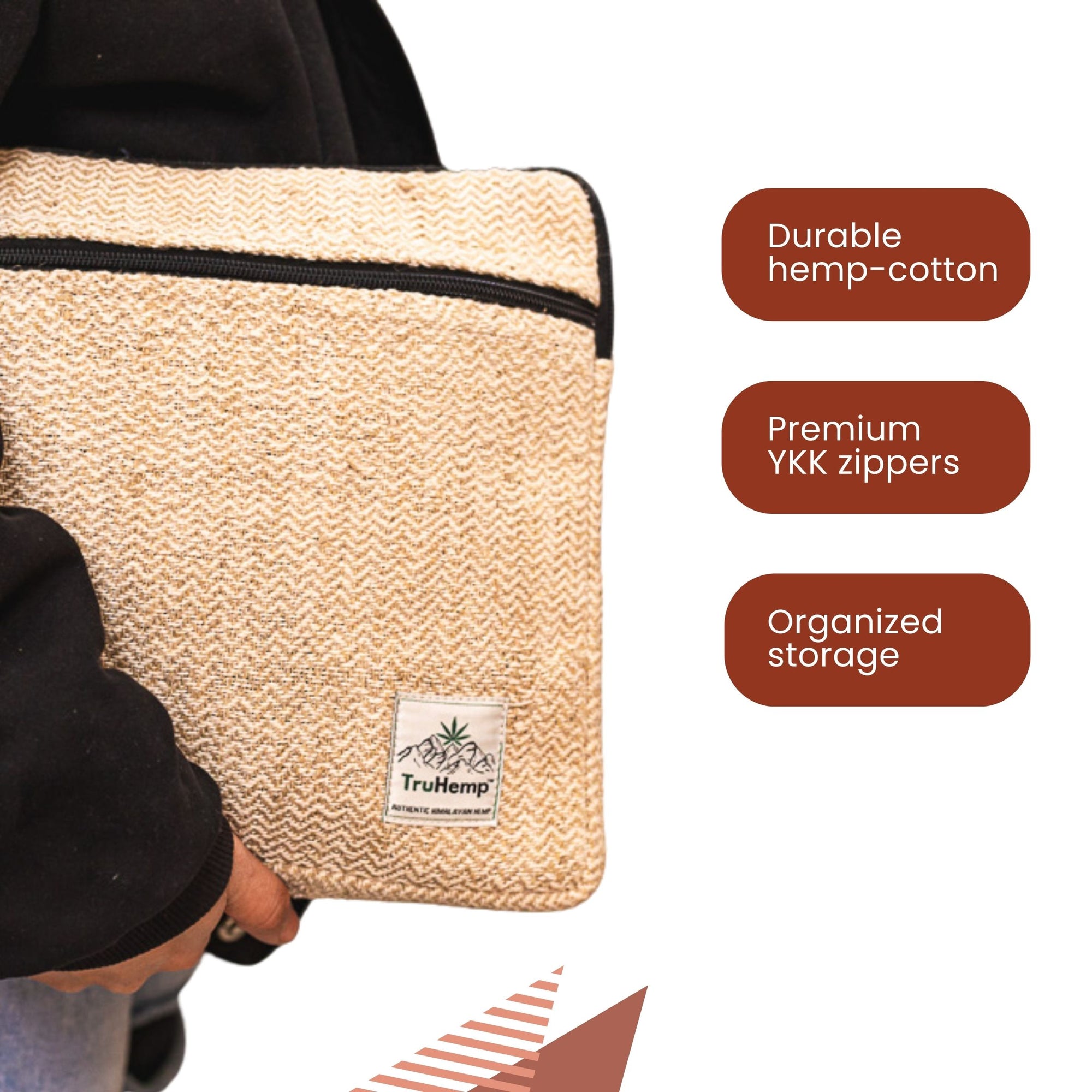 TruHemp Laptop Sleeve – Durable 14-Inch Laptop Cover with Zipper, Lightweight Water-Resistant Case for Travel & Work