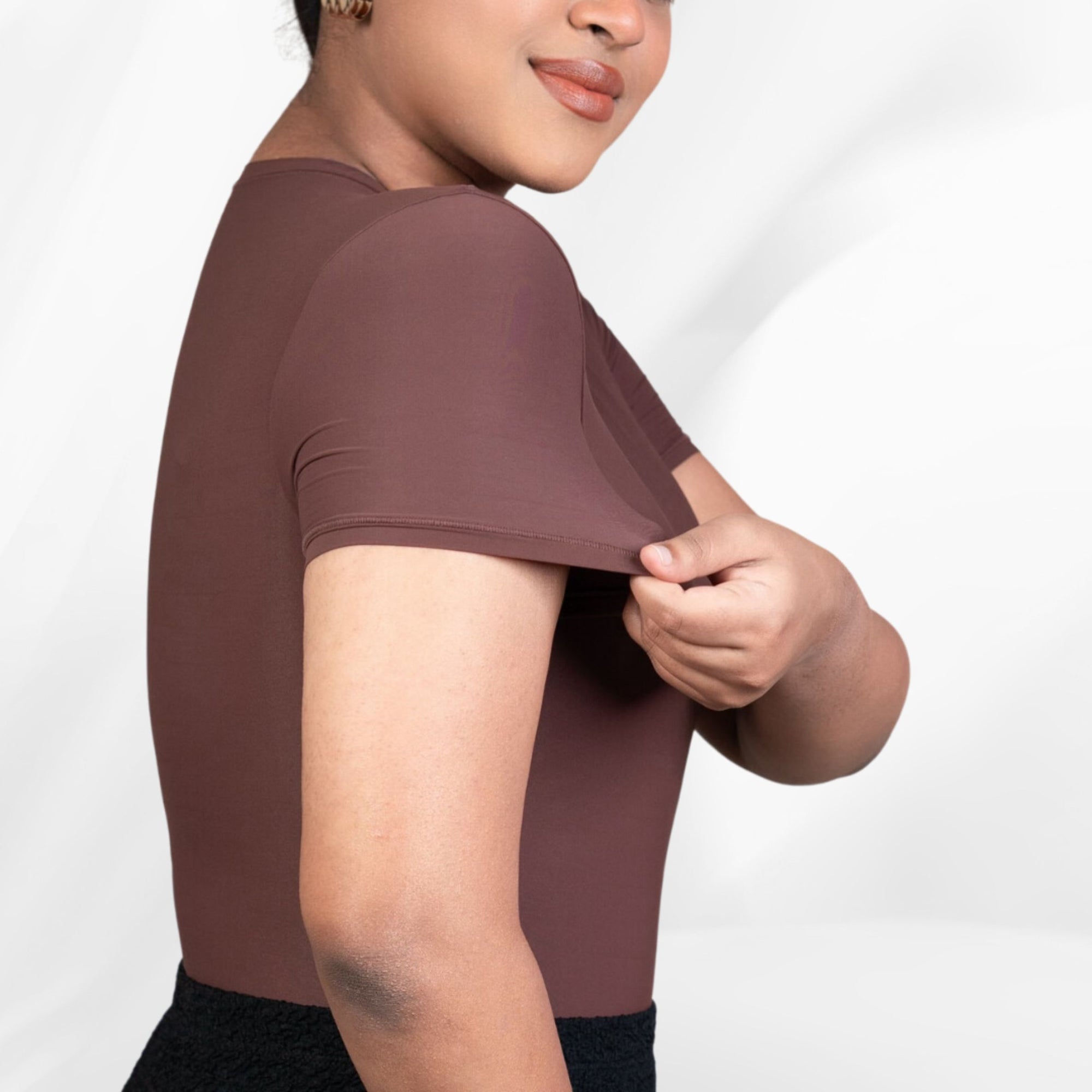 Sculpting Stretchable Body Suit for Women Short Sleeve Round Neck Body Suit Breathable & Comfortable