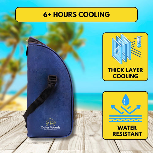Outer Woods Insulated 1.5 Bottle Cooler Bag, with 2 Units of Ice Gel Pack, for Wine, Beer, Whisky, and All Kinds of Bottles