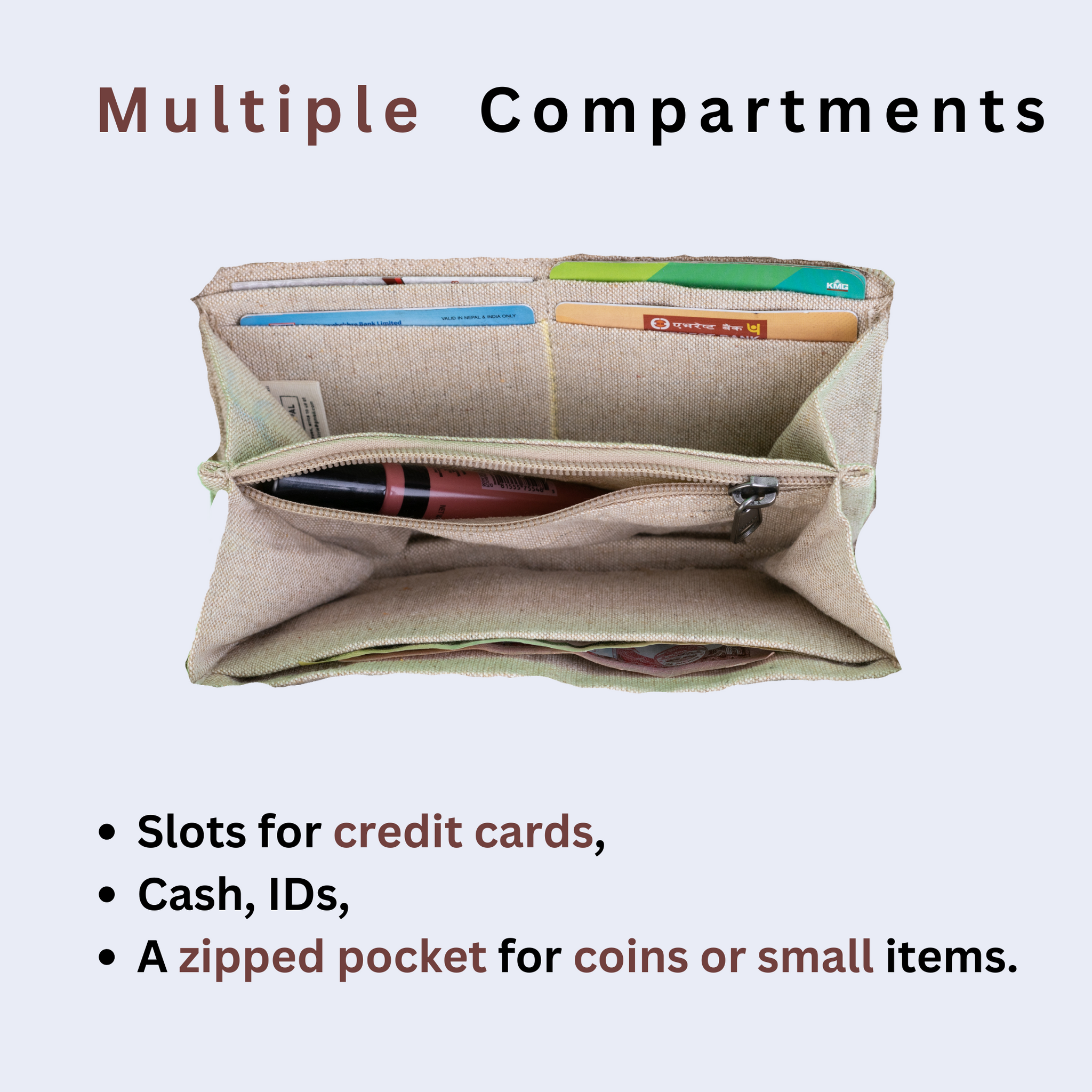 TruHemp Maya Hemp Clutch Wallet, Compact and Lightweight with Multiple Card Slots– Stylish and Durable Travel Purse for Women