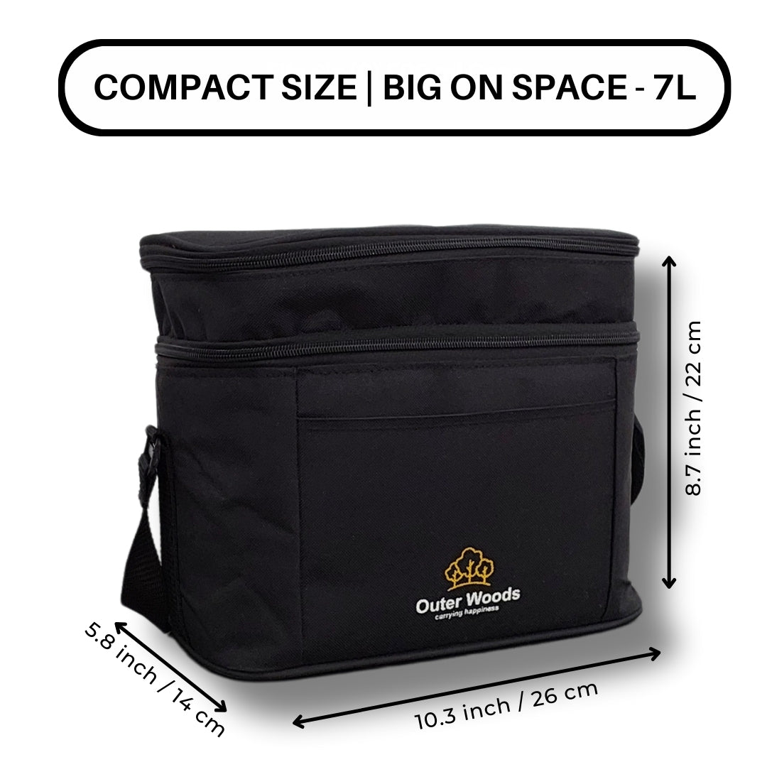 Outer Woods Insulated 6 Can Cooler Bag Dual Compartment, Fits 6 x 500ml Beer Cans & Snacks, Keeps Beer Cans Cool for up to 10 Hours, Ideal for Carrying Food, Beer, Soda, Juice and Milk