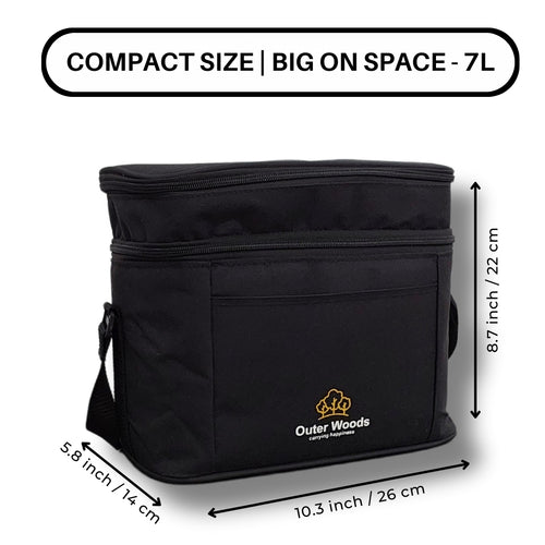 Outer Woods Insulated 6 Can Cooler Bag Dual Compartment, Fits 6 x 500ml Beer Cans & Snacks, Keeps Beer Cans Cool for up to 10 Hours, Ideal for Carrying Food, Beer, Soda, Juice and Milk