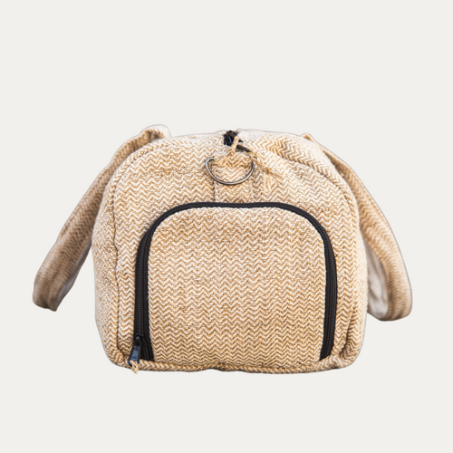 TruHemp Hemp Duffle Bag– Natural Travel Gym Bag with Shoe Compartment, Durable 30L Capacity with Dual YKK Zippered Sections