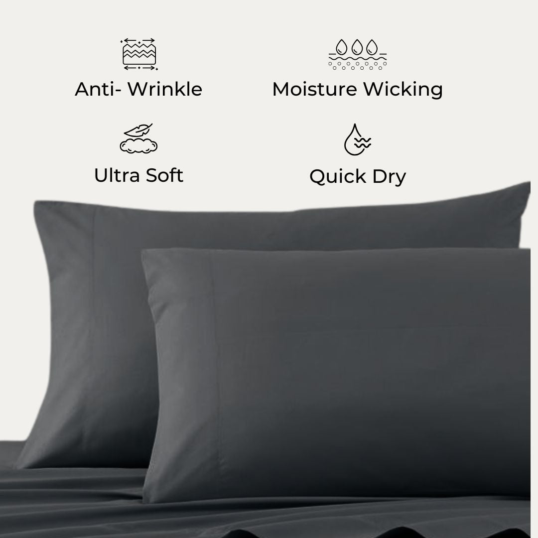 bellolin 100% Cotton Bed Sheet Set with Deep Pocket, 400 Thread Count Extra Soft Bed Sheet, Cooling Sheet with 2 Pillow Covers - 4 Piece Set