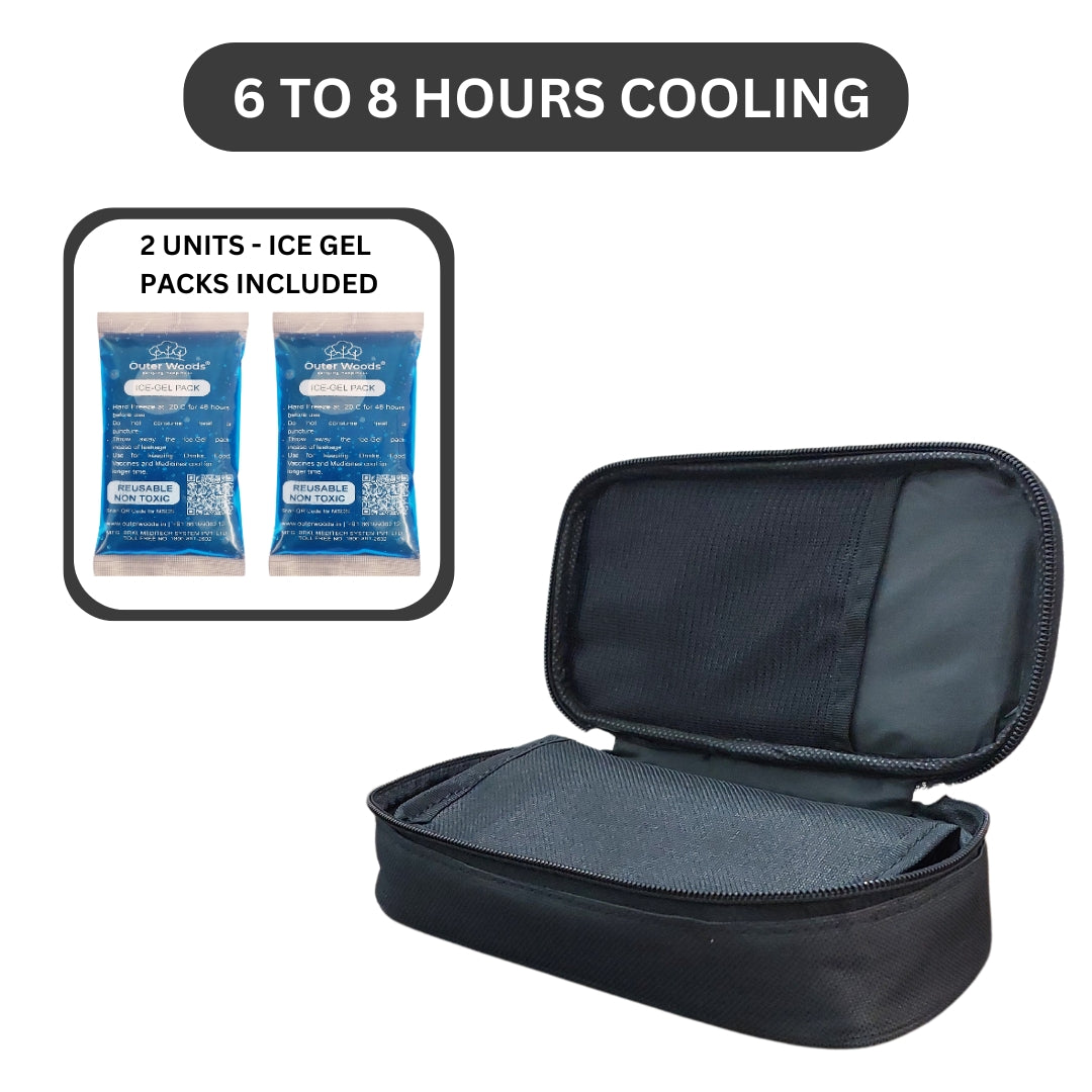 Outer Woods Insulin Cooling Travel Pouch with Two Ice Gel Packs, Cold Pack for Insulin, Insulin Carrier Bag, Keeps Insulin Safe and Cool for 6 to 8 Hours