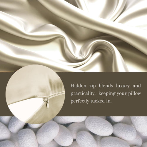 Furbo 100% Pure Mulberry Silk Pillowcase – 22 Momme Luxury Grade for Hair & Skin, Cooling & Anti-Frizz Fabric with Hidden Zipper (Standard Size 20″×26″)