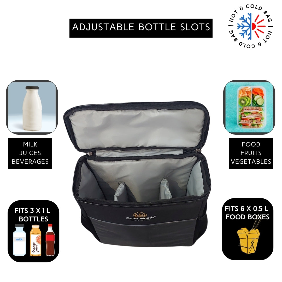 Outer Woods Door Hanging Cooler Bag, with Adjustable Bottle Slots, Suitable for Hot and Cold Items, Door Milk Bag, Water-Resistant Nylon