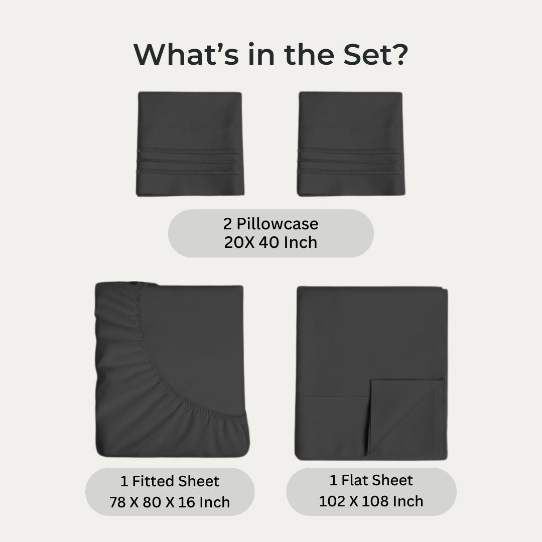 bellolin 100% Cotton Bed Sheet Set with Deep Pocket, 400 Thread Count Extra Soft Bed Sheet, Cooling Sheet with 2 Pillow Covers - 4 Piece Set