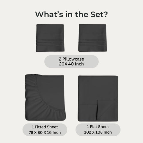 bellolin 100% Cotton Bed Sheet Set with Deep Pocket, 400 Thread Count Extra Soft Bed Sheet, Cooling Sheet with 2 Pillow Covers - 4 Piece Set