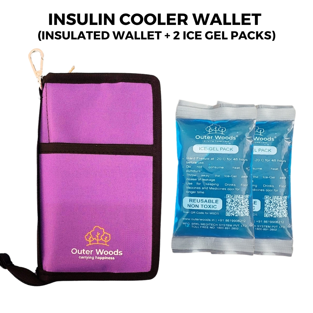 Outer Woods Nylon Insulin Cooling Wallet, Includes Two Ice Gel Packs, Black, Insulin Travel Pouch, Insulin Cooling Case