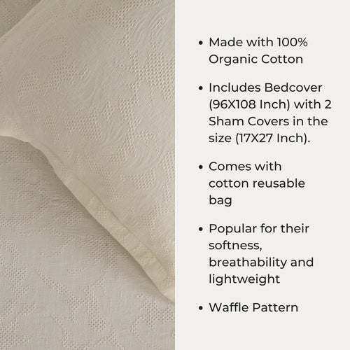 Holy Grail Homes 100% Cotton Bedspread with 2 Pillow Covers, Coverlet, Oeko-TEX Certified Luxuriously Soft Coverlet