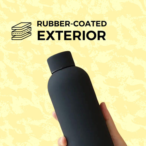 SuperGeneriX 17oz Matte Finish Stainless Steel Water Bottle | Vacuum Insulated Travel Bottle |12 hrs Hot & 18 hrs Cold| Smooth Rubber Finish Water Bottle (Black)