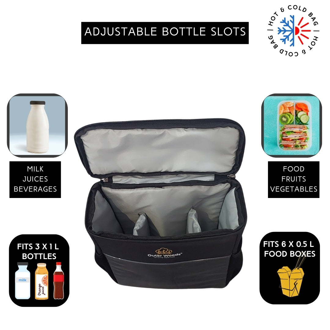 Outer Woods Door Hanging Cooler Bag, with Adjustable Bottle Slots, Suitable for Hot and Cold Items, Door Milk Bag, Water-Resistant Nylon