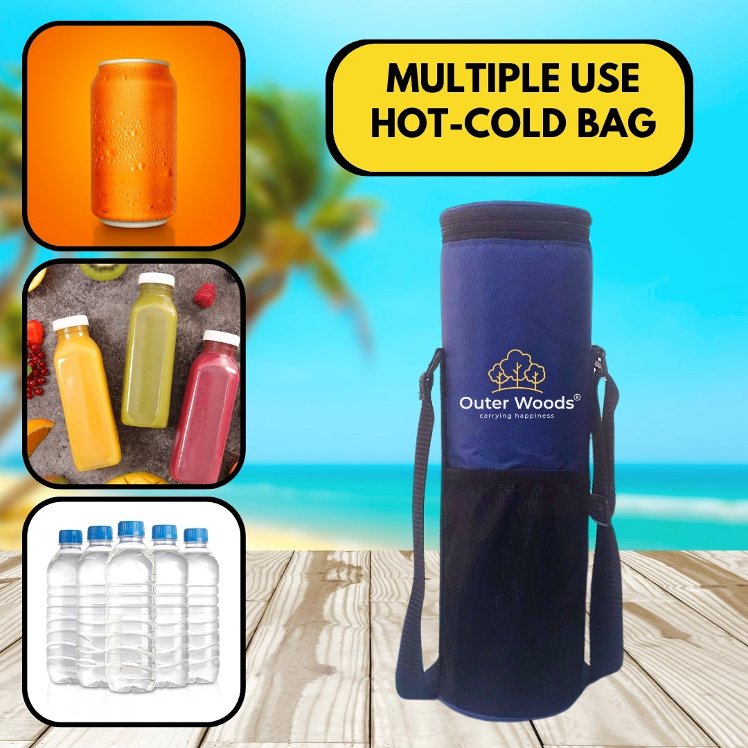 Outer Woods Insulated Cooler Bag for 1 Bottle with Adjustable Strap, Compact Wine Bottle Carrier for Travel & Outdoor, 6+ Hours Cooling, Beverage Cooler Bag