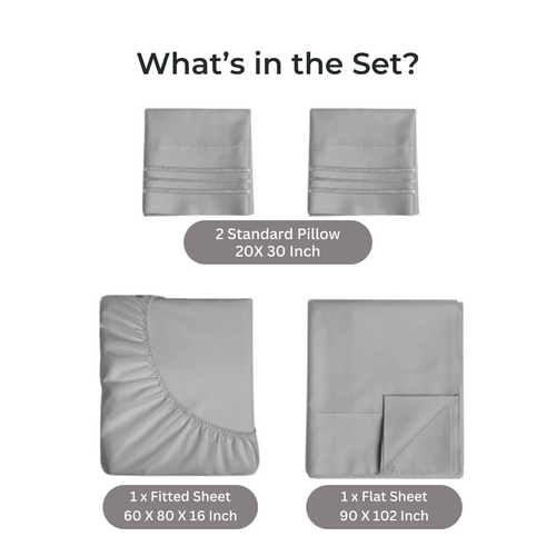 bellolin 100% Cotton Bed Sheet Set with Deep Pocket, 400 Thread Count Extra Soft Bed Sheet, Cooling Sheet with 2 Pillow Covers - 4 Piece Set