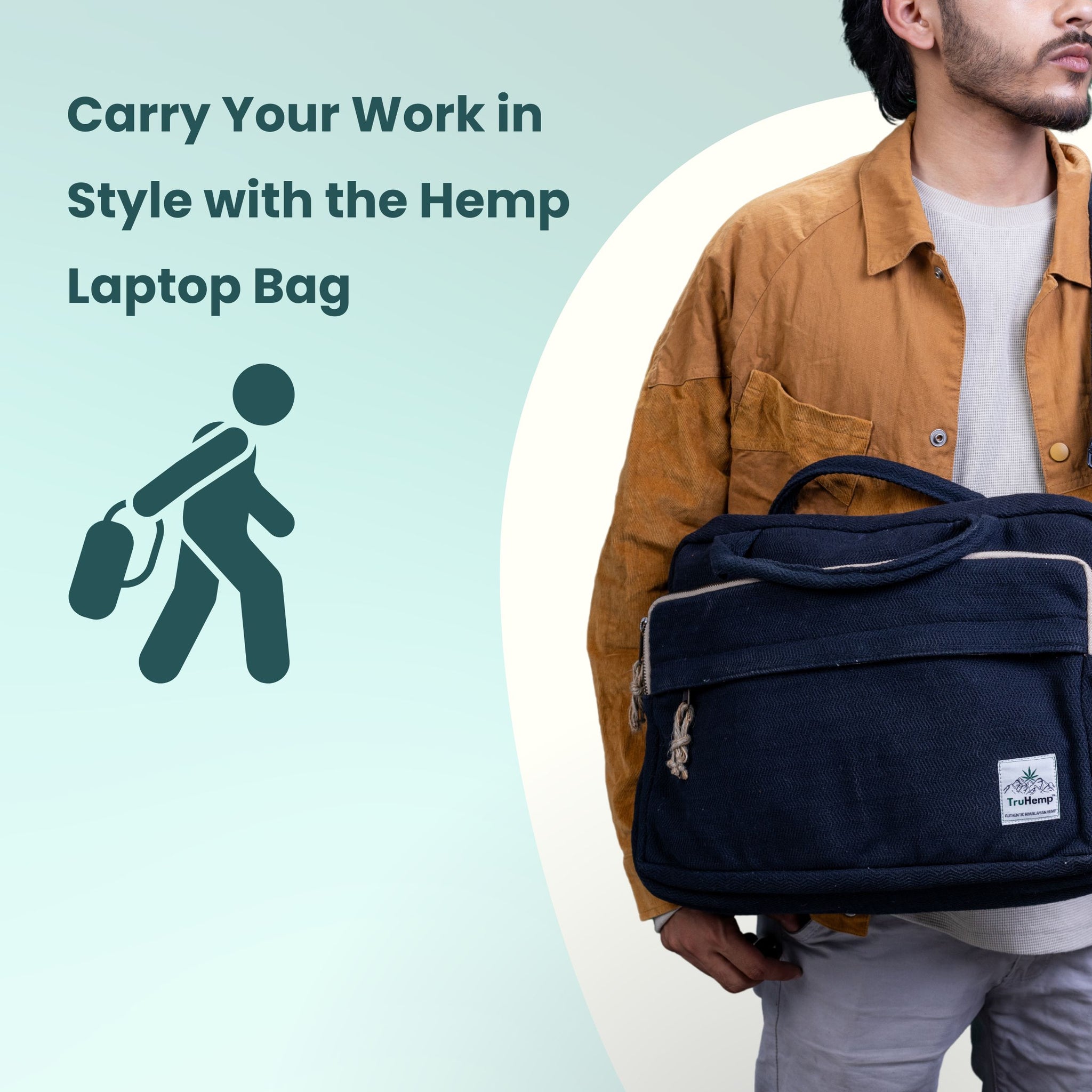 TruHemp Handmade Hemp Side Bag with Cotton Blend– Durable and Stylish Crossbody Messenger Bag with Adjustable Strap