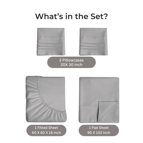 bellolin 100% Cotton Bed Sheet Set with Deep Pocket, 400 Thread Count Extra Soft Bed Sheet, Cooling Sheet with 2 Pillow Covers - 4 Piece Set