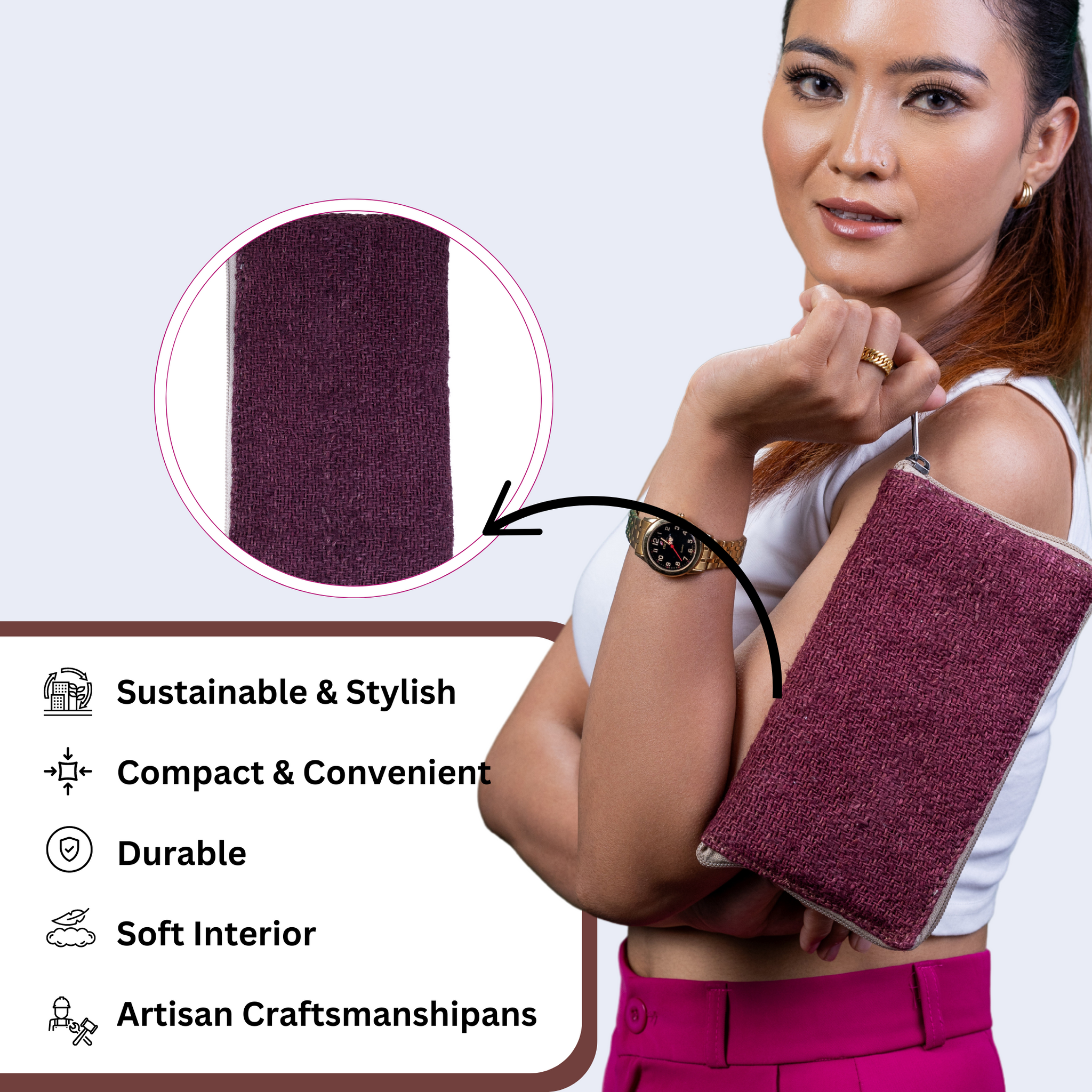 TruHemp Maya Hemp Clutch Wallet, Compact and Lightweight with Multiple Card Slots– Stylish and Durable Travel Purse for Women