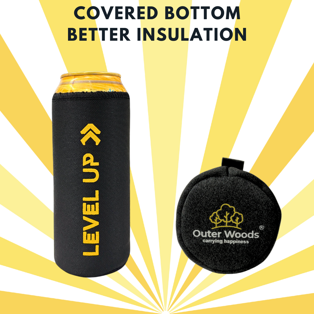 Outer Woods Insulated Beer Can Cooler Sleeve - Set of 4 | Fits 500ml Beer Can | Beer Can Cover (Coozie) with Easy Grip Band & Padded Fabric