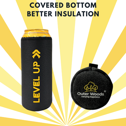 Outer Woods Insulated Beer Can Cooler Sleeve - Set of 4 | Fits 500ml Beer Can | Beer Can Cover (Coozie) with Easy Grip Band & Padded Fabric