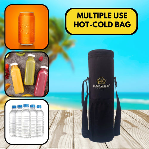 Outer Woods Insulated Cooler Bag for 1 Bottle with Adjustable Strap, Compact Wine Bottle Carrier for Travel & Outdoor, 6+ Hours Cooling, Beverage Cooler Bag