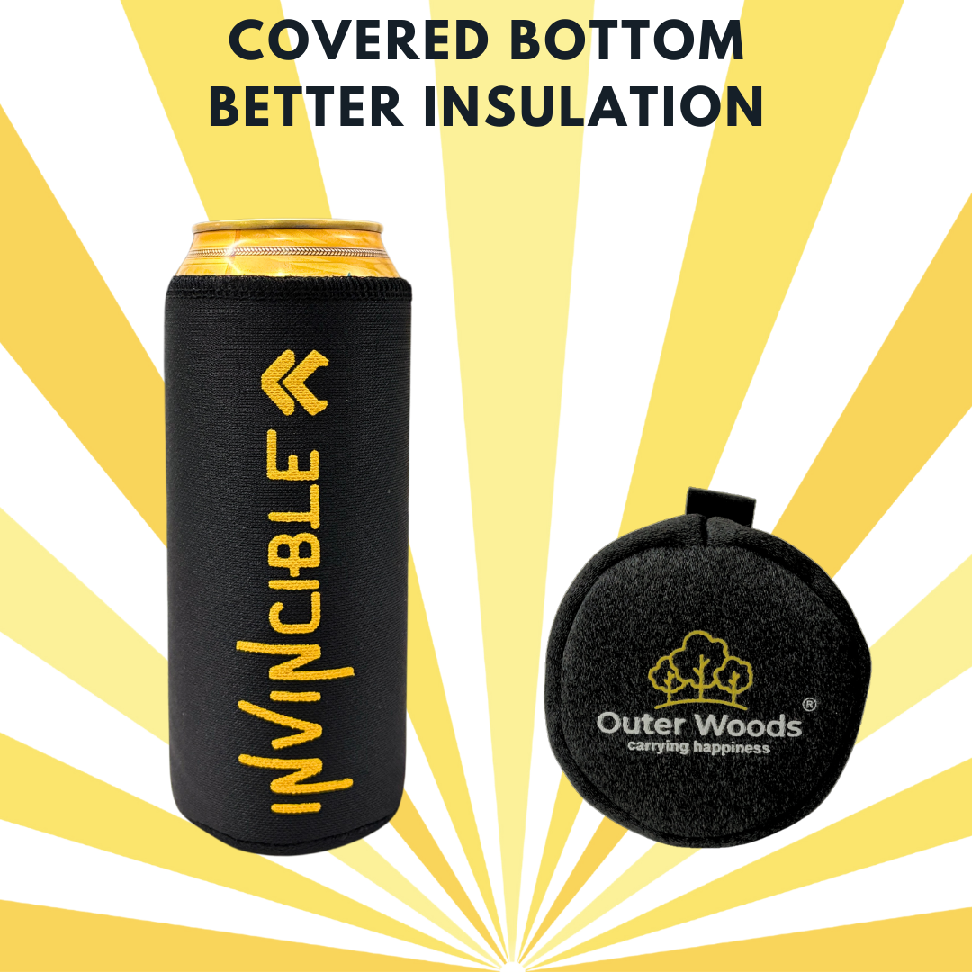 Outer Woods Insulated Beer Can Cooler Sleeve - Set of 4 | Fits 500ml Beer Can | Beer Can Cover (Coozie) with Easy Grip Band & Padded Fabric