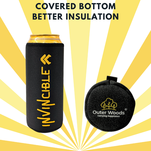 Outer Woods Insulated Beer Can Cooler Sleeve - Set of 4 | Fits 500ml Beer Can | Beer Can Cover (Coozie) with Easy Grip Band & Padded Fabric