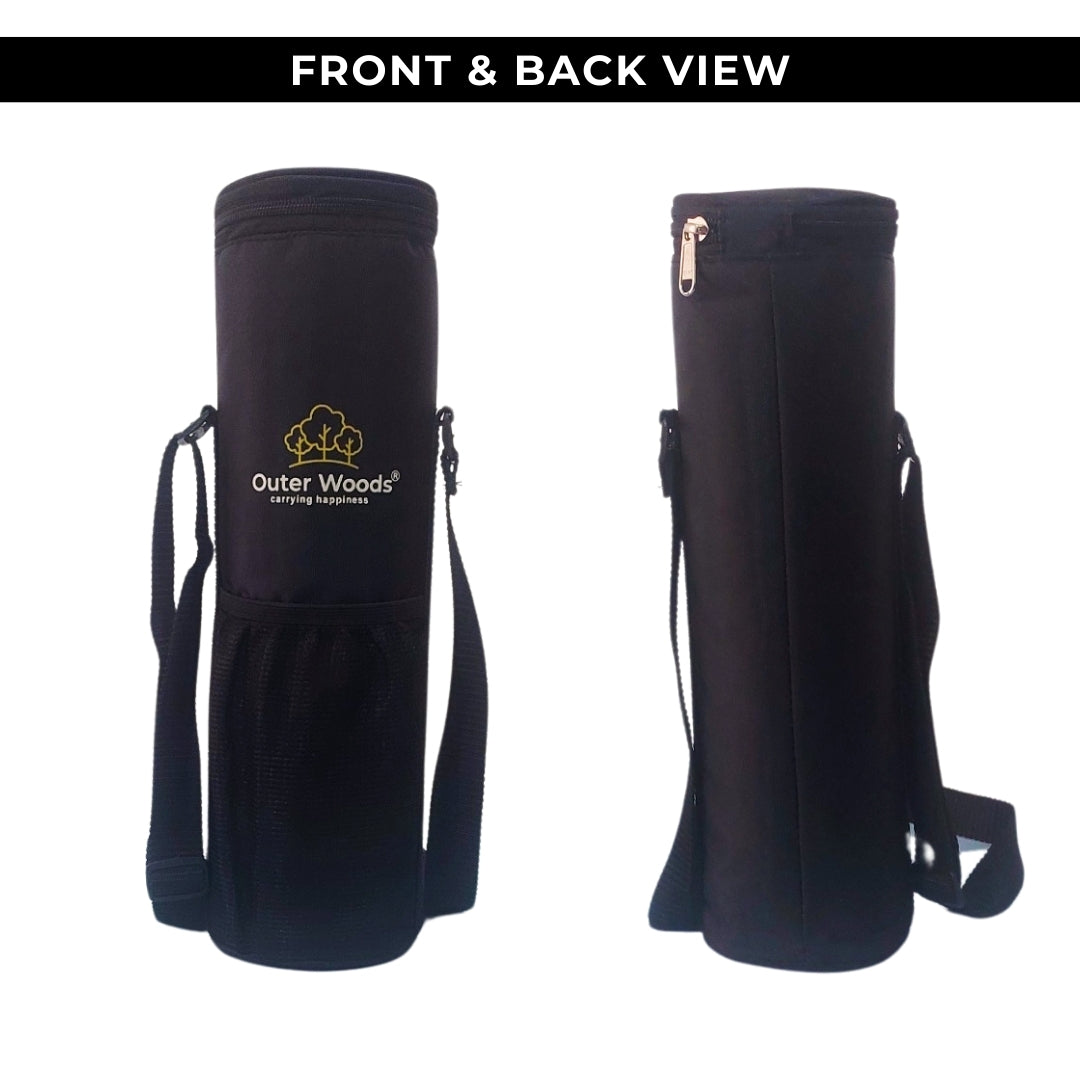 Outer Woods Insulated Cooler Bag for 1 Bottle with Adjustable Strap, Compact Wine Bottle Carrier for Travel & Outdoor, 6+ Hours Cooling, Beverage Cooler Bag