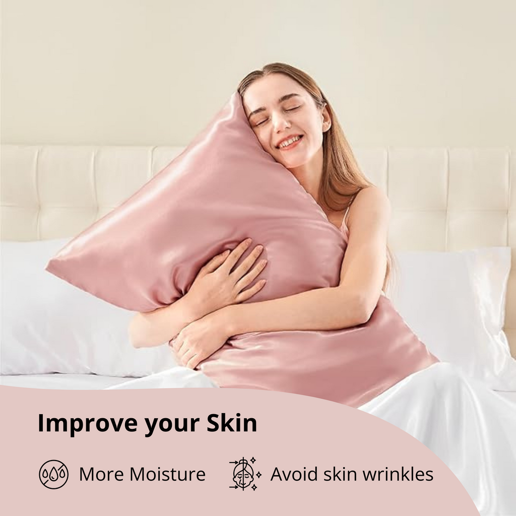 Satin Pillowcases, Similar to Silk Pillow Cases Set of 2, Cooling Pillow Case for Hot Sleepers with Envelope Closure, Gifts for Women Men