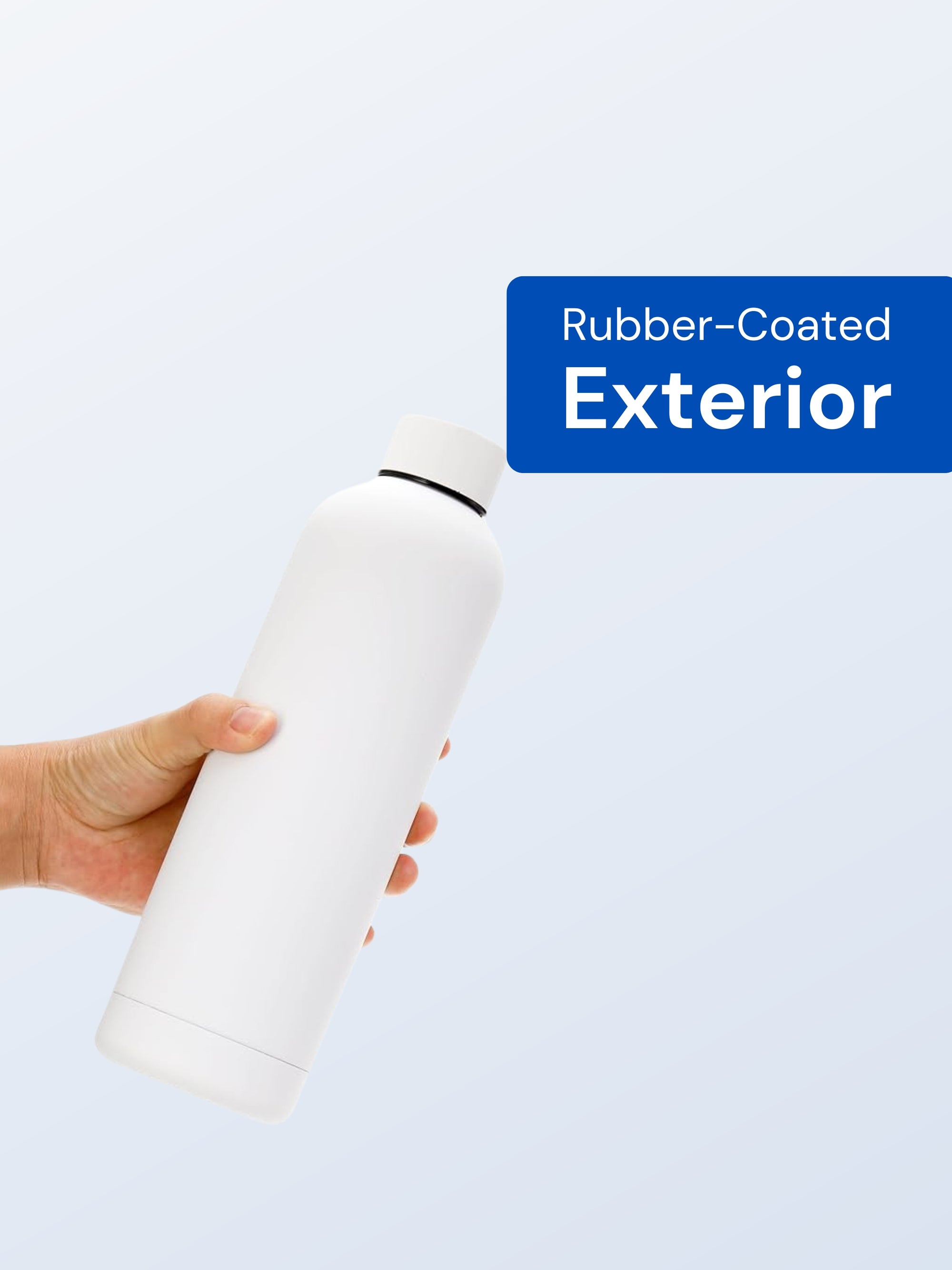 SuperGeneriX 17oz Matte Finish Stainless Steel Water Bottle | Vacuum Insulated Travel Bottle |12 hrs Hot & 18 hrs Cold| Smooth Rubber Finish Water Bottle (Black)